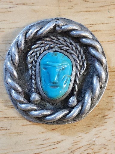 Antique Native American Turquoise Silver Pendant