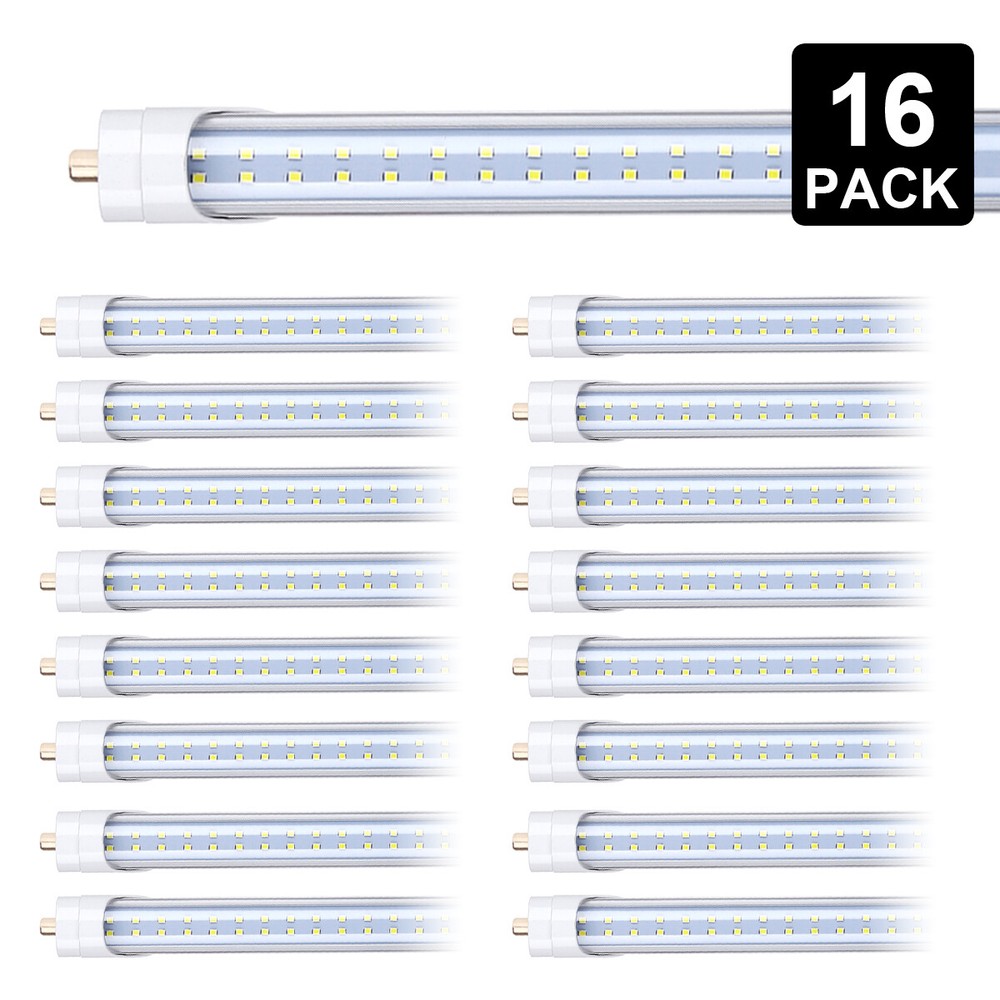 16-Pack 65W LED Tube Lights 8FT T8 T12 Single Pin 8-Foot Shop Lights FA8 2 Row