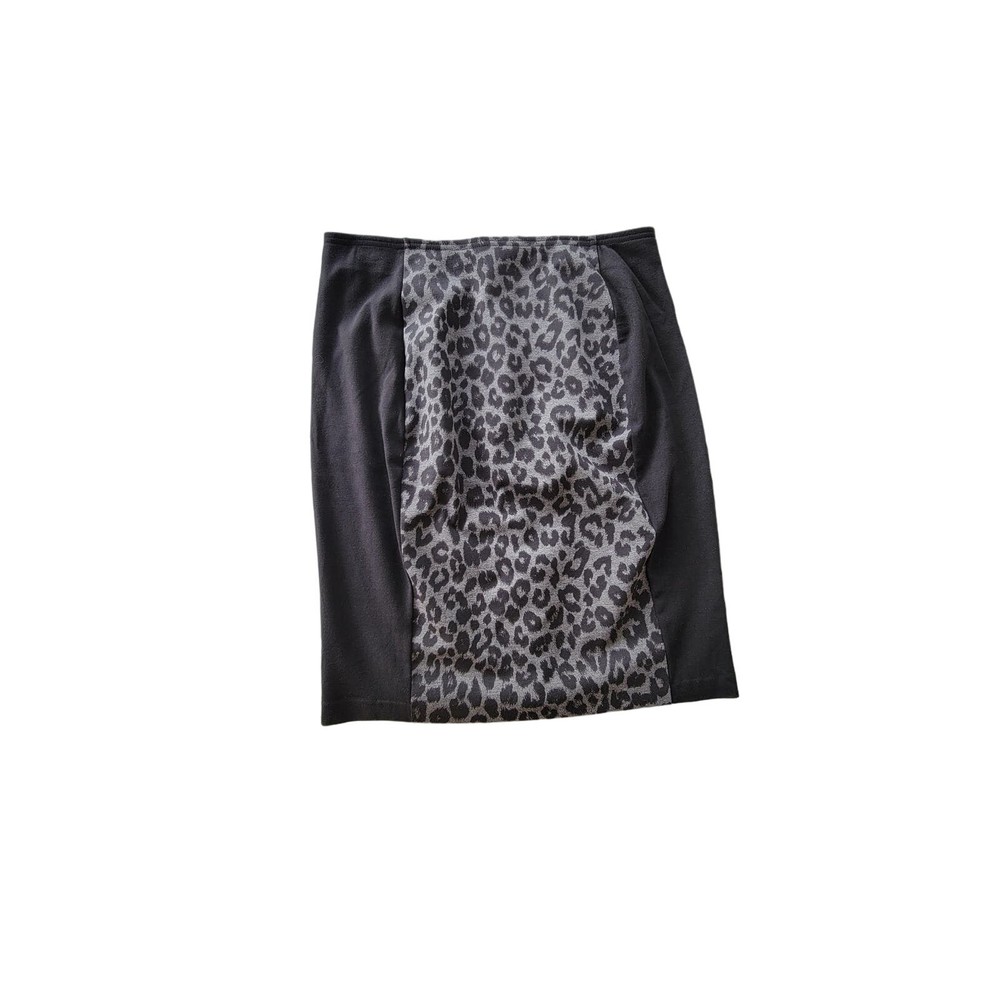 Chico's Stretchy Knit Leopard Print Color Block Pencil Skirt Womens Size 1.5(10)