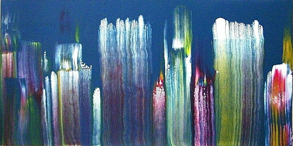 Dynamic Fluid Art Abstract Painting on Canvas 12x24 Modern Wall Decor