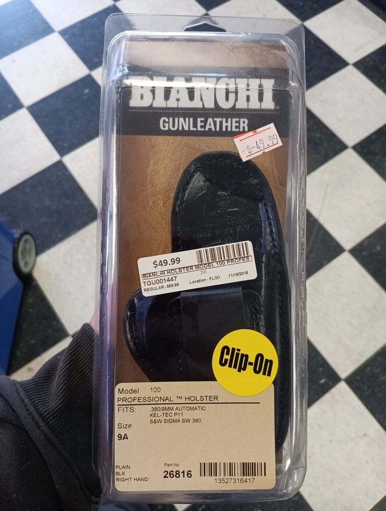 Bianchi Model 100 Gunleather Professional Holster Size 9A Black Right Hand New