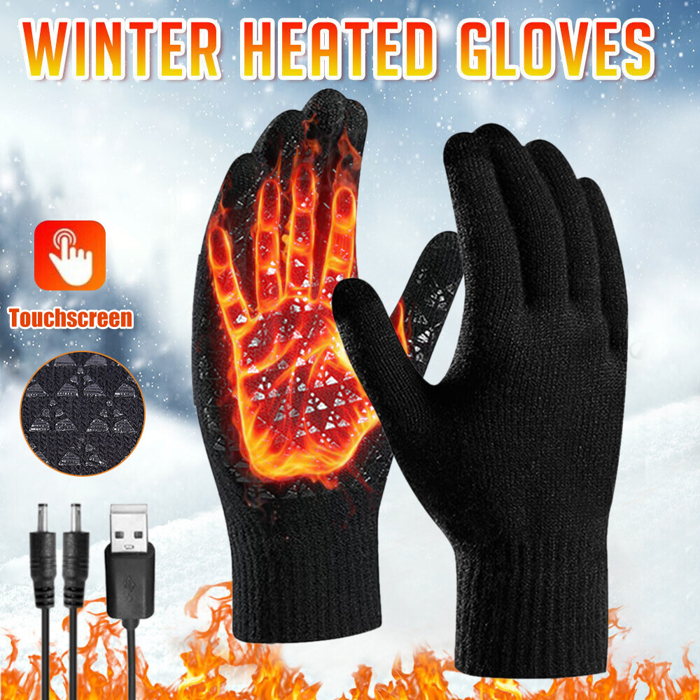 Electric Heated Gloves Rechargeable Battery Hand Warm Windproof Thermal Winter
