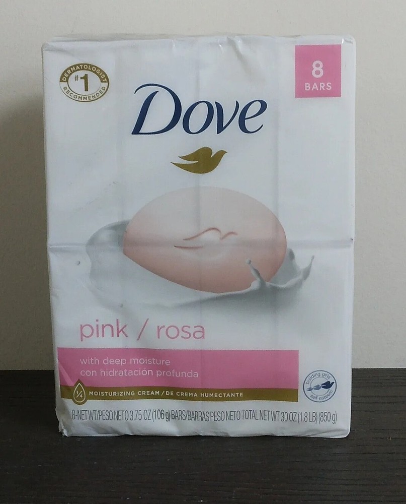 Dove Beauty Bars With Deep Moisture, Pink, 4 oz each bar, 8 ea