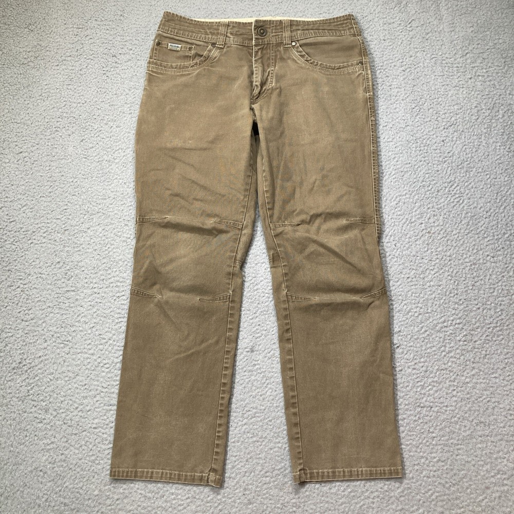 Kuhl Kanvus Vintage Patina Dye Khaki Straight Leg Jeans 32x28 with Pockets Canvas
