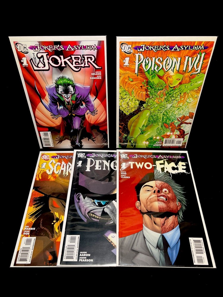 Joker's Asylum #1-5 Complete Set 2008 Batman Villains Penguin Ivy Scarecrow Two-Face NM