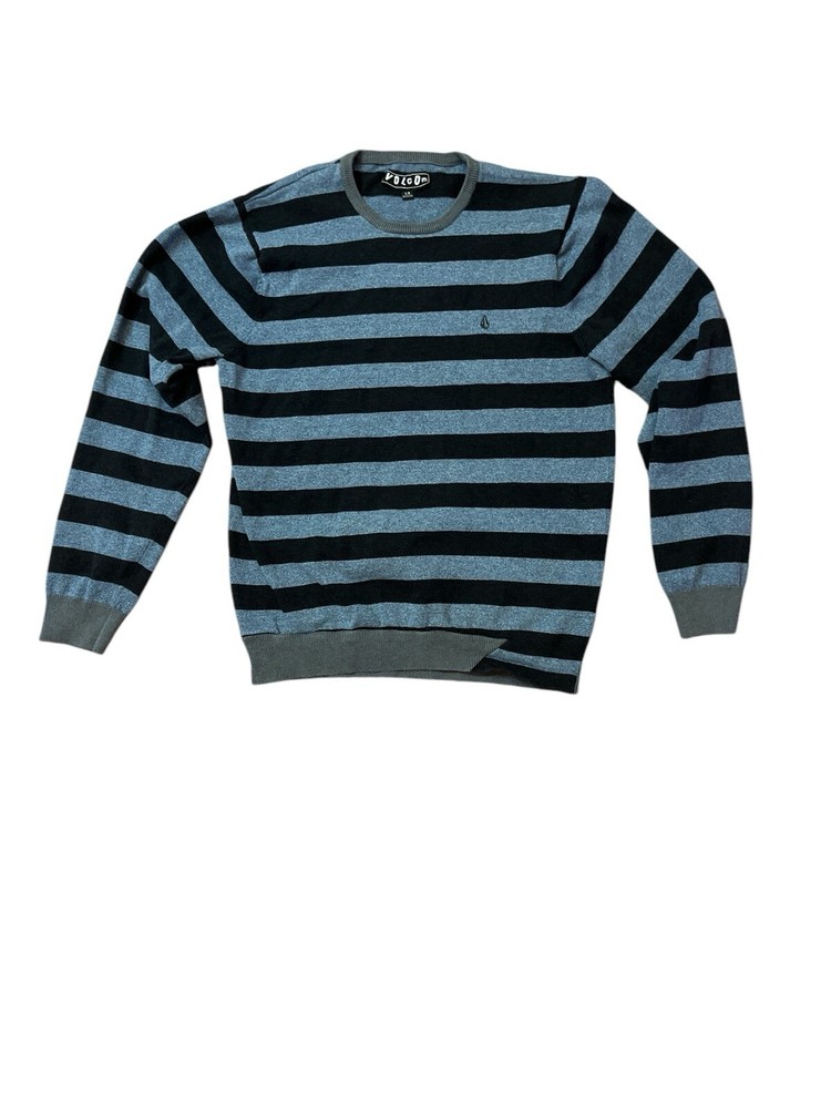 Volcom Crew Neck Knit Long Sleeve Shirt  Men's Large (L) Blue Black