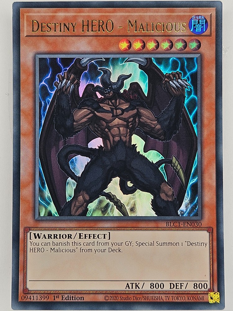 Yu Gi Oh BLC1-EN030 Destiny Hero Malicious Gold Ultra Rare