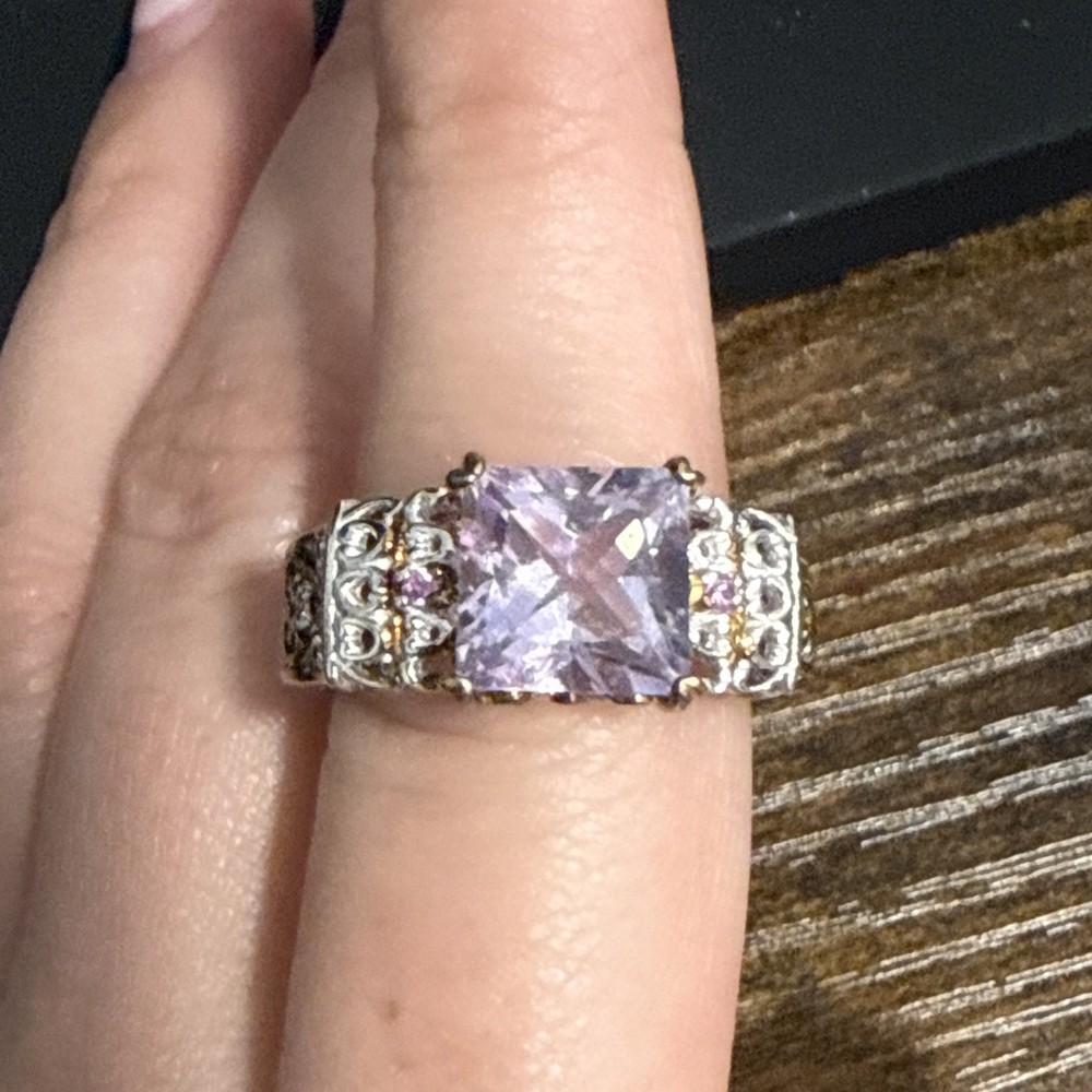 Michael Valitutti Gems En Vogue Sterling Amethyst Square Ring Size 8.25