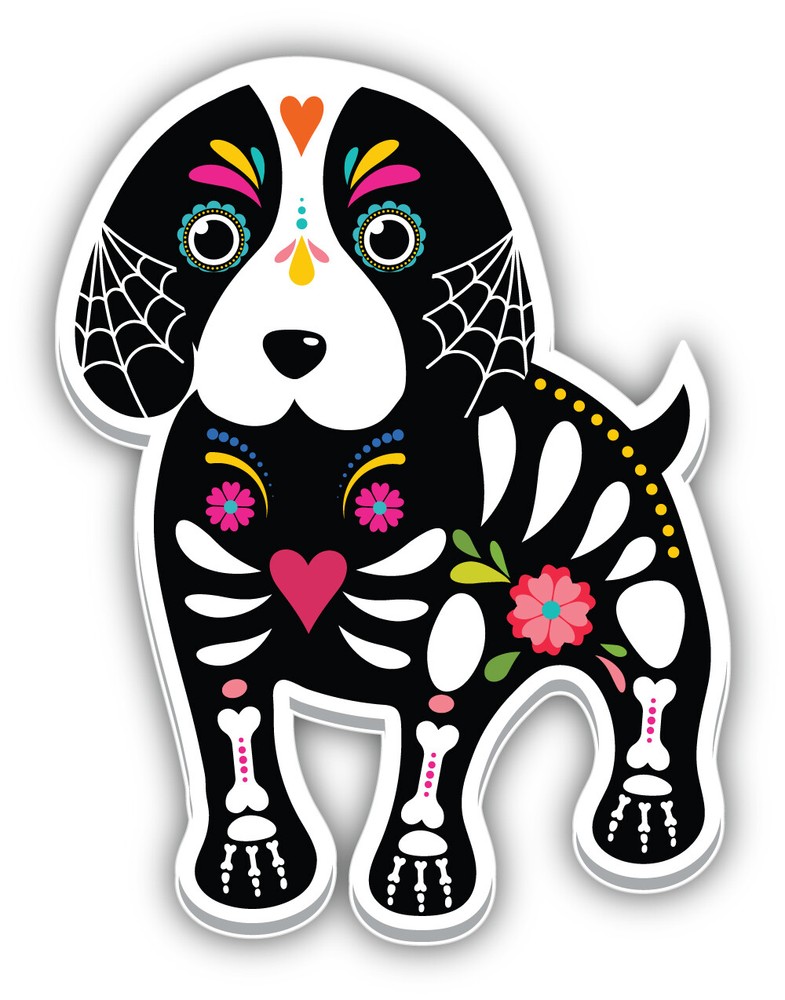 Day of the Dead Dog Vinyl Sticker Decal for Cars & Laptops