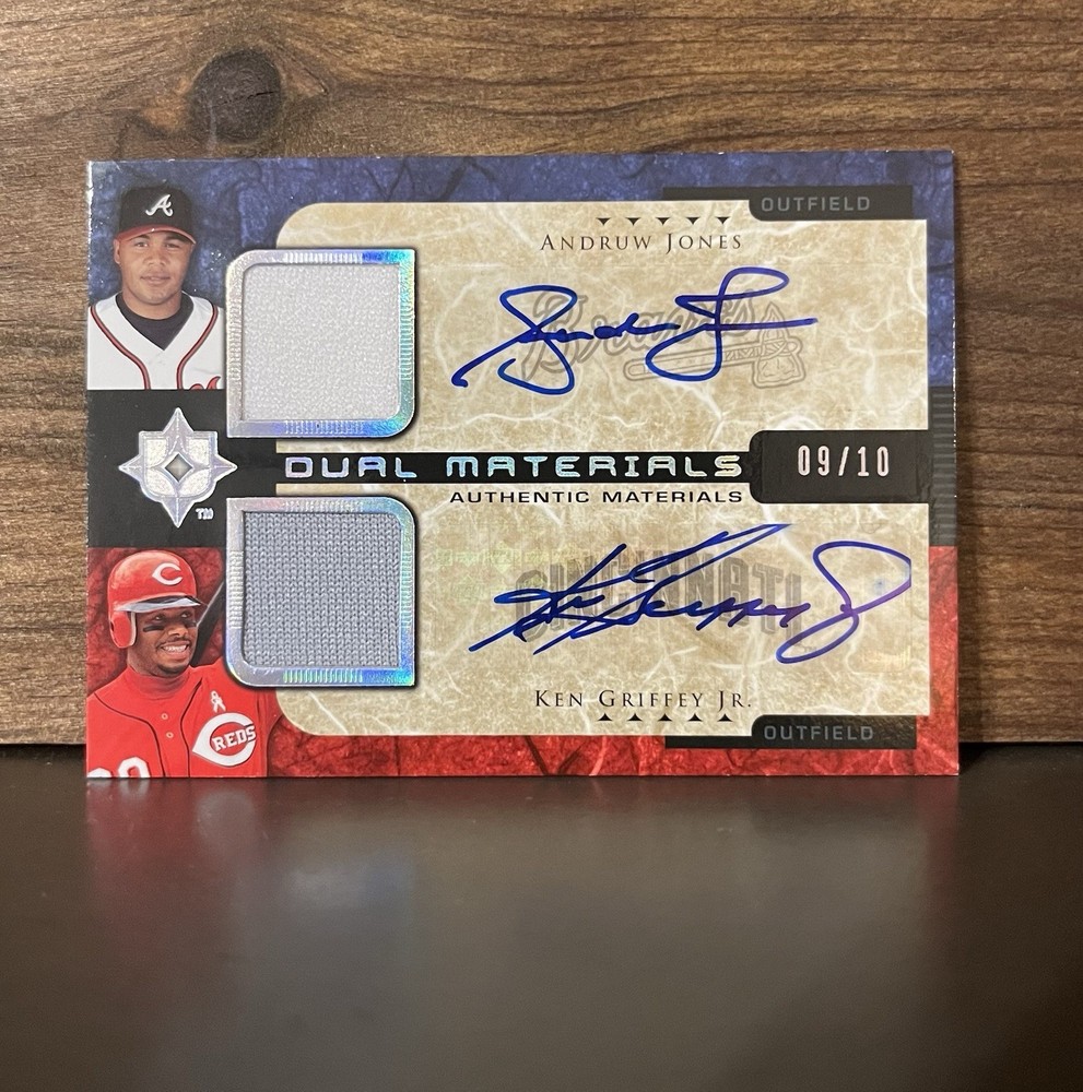 Ken Griffey Jr Andruw Jones 2005 UD Ultimate Dual Auto Game Used Card /10 Rare