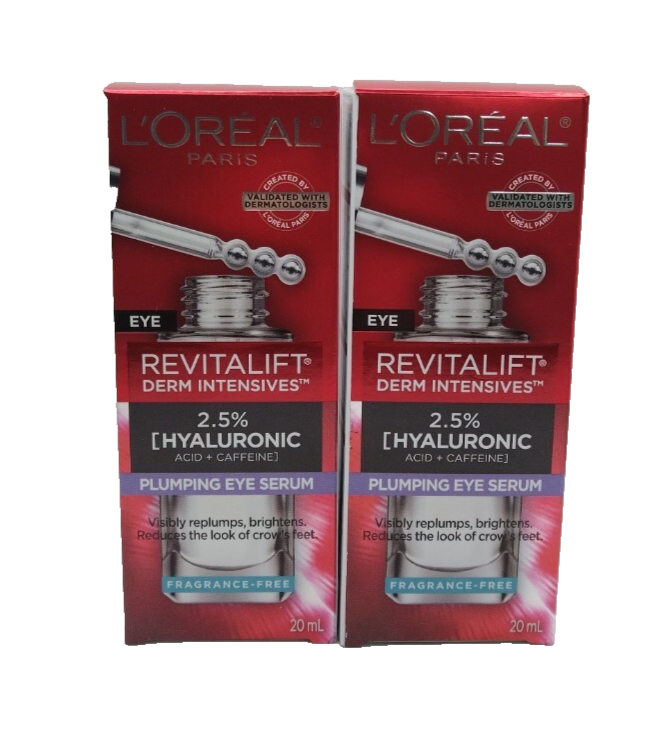 2X! L'Oréal Paris Revitalift Derm Intensives Hyaluronic Acid Eye Serum 20ml