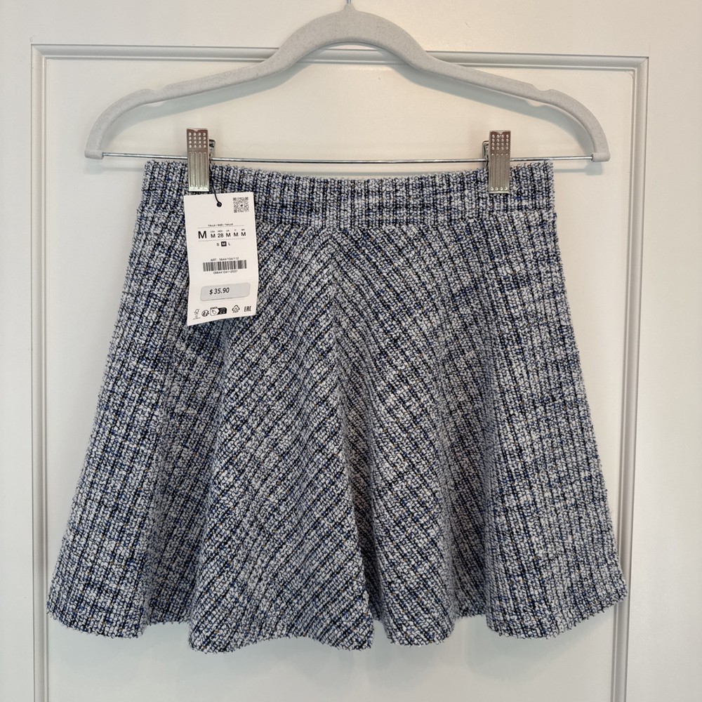 Zara Womens Skirt M Medium Gray Black Basics Skater