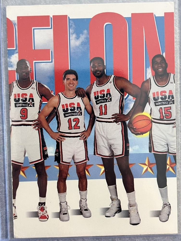 1991 SkyBox Barcelona '92 #545 Jordan/Stockton/K. Malone/Magic HOF USA