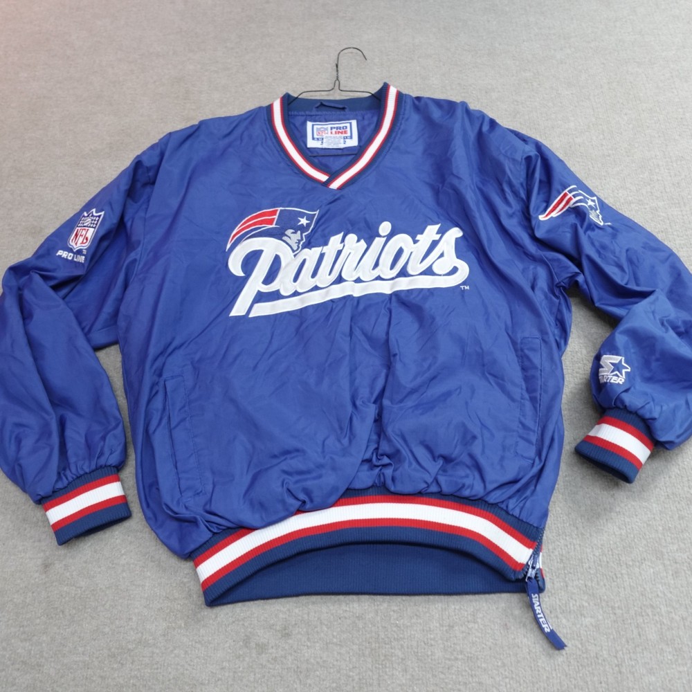 Vintage New England Patriots Jacket Large Blue Pullover Starter Pro Line