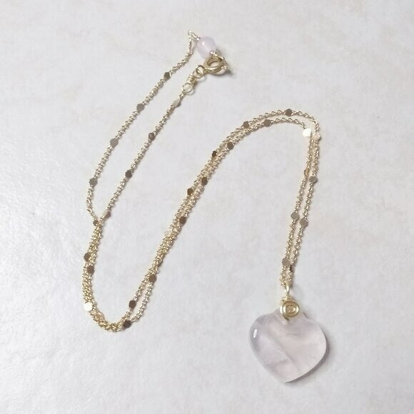 Valentines Day Gift! Rose Quartz Heart! Dainty Necklace 20