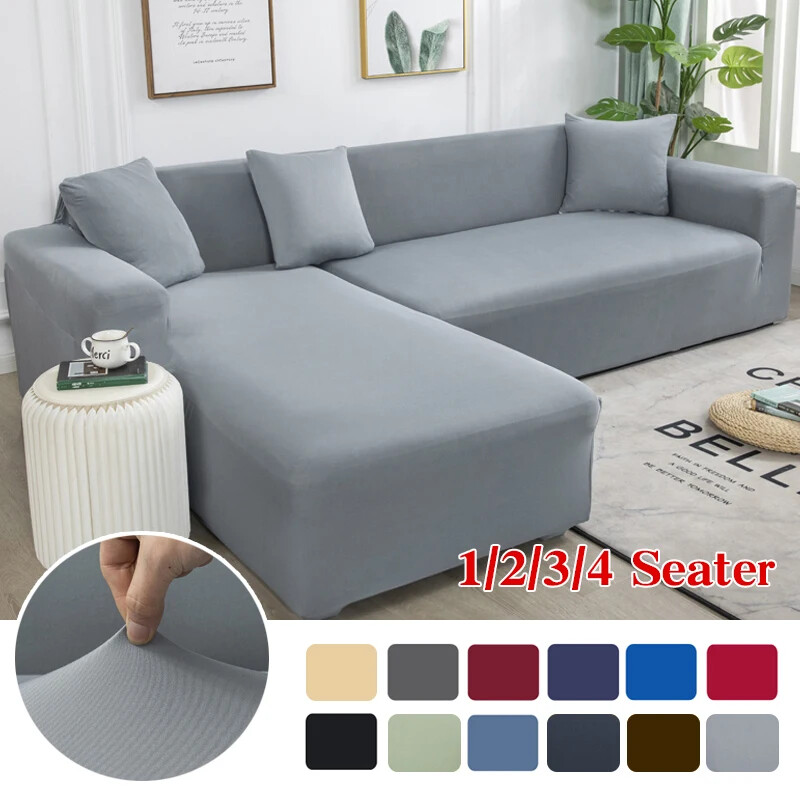 Elastic L-Shape Sofa Cover Set 2-Piece Stretchable Longue Slipcover