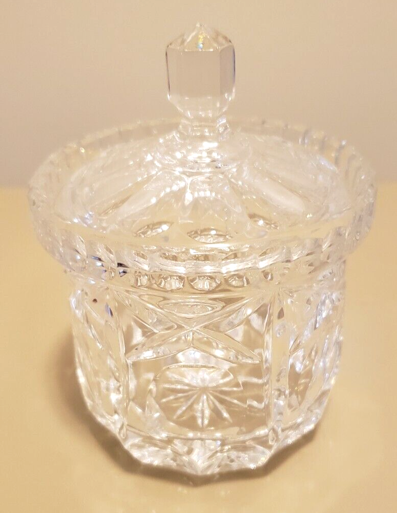 Vintage Waterford Crystal Jam Pot with Lid 4.5 Inch Tall 3.5 Inch Wide