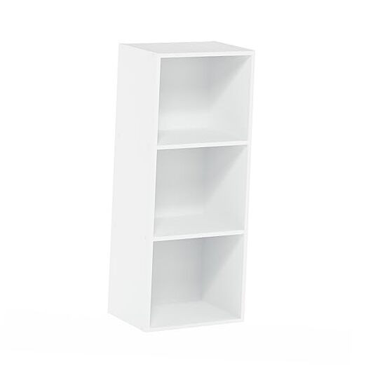 White 3-Tier Luder Bookcase for Books and Storage
