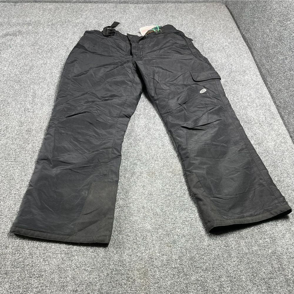 Men's Black Slalom Cargo Pants - Straight Leg with Zip & Belt - Size L