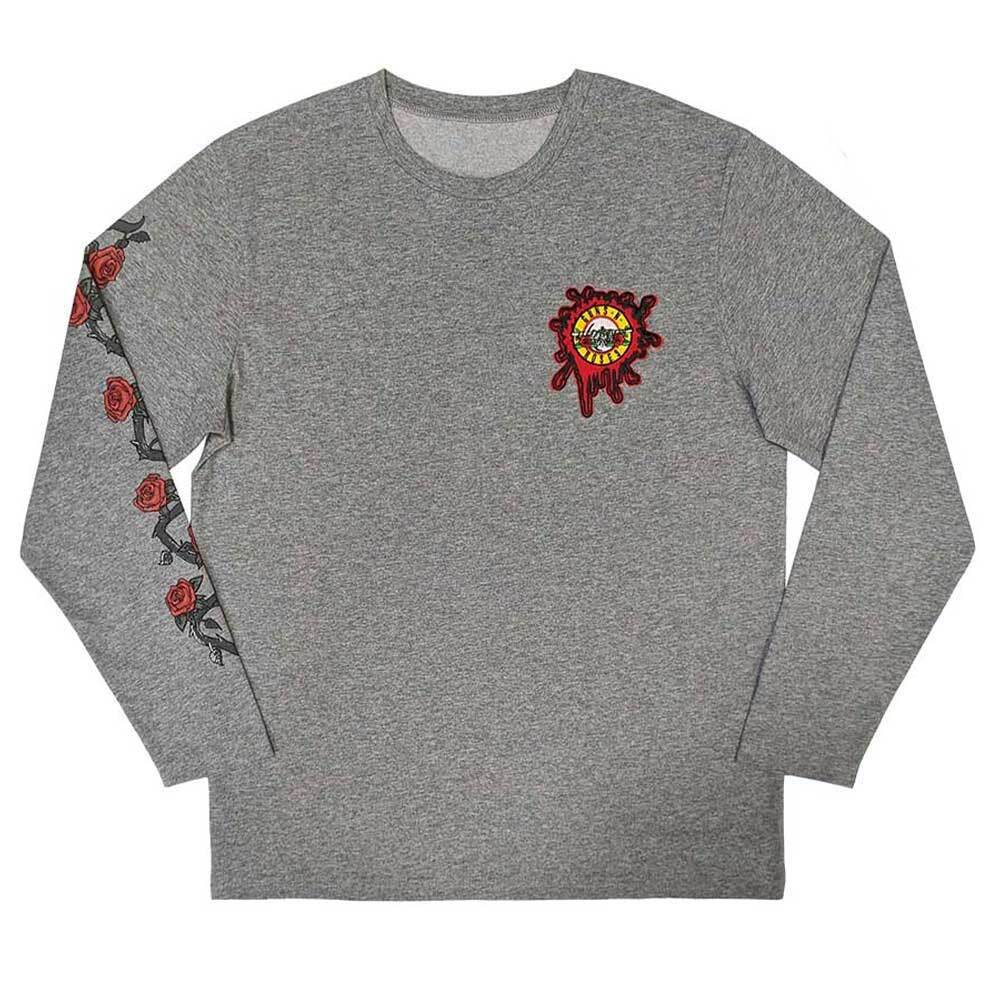 Official Guns N Roses Splatter Seal Band Logo Unisex Grey Long Sleeve Tee