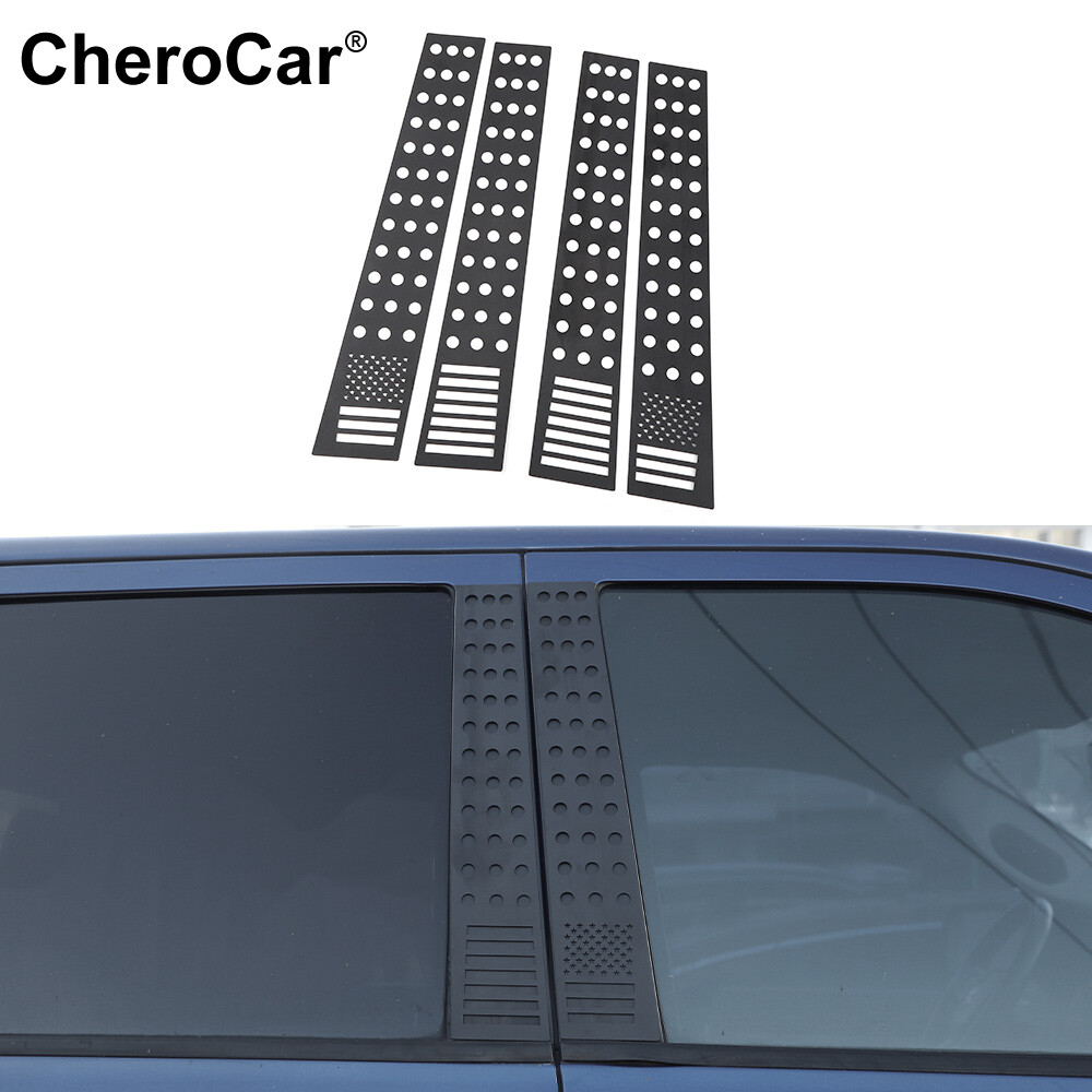 Car Window Pillar Post Molding Cover Trim Kit US Flag For 2011-17 Dodge Ram 1500