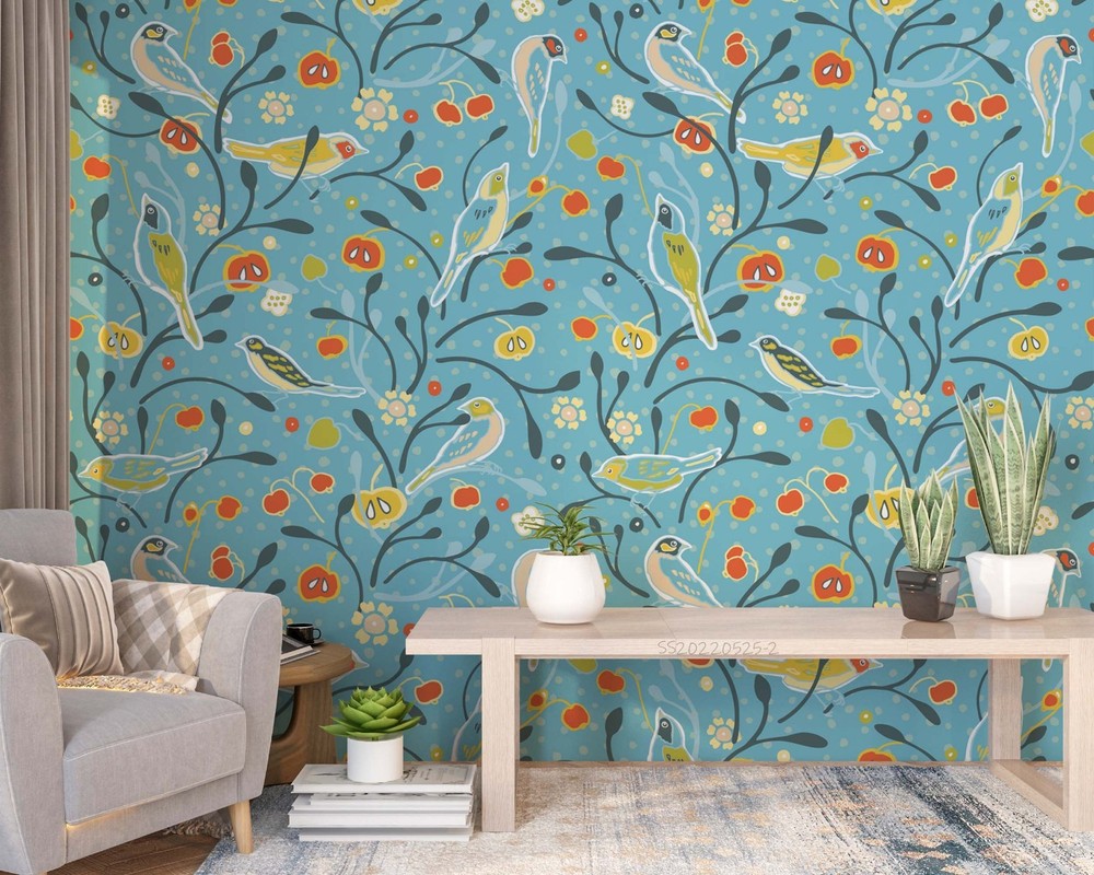 3D Flower Fruit Bird Pattern Wall Murals Wallpaper Murals Wall Sticker