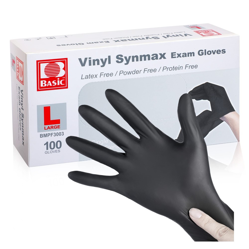 Disposable Medical Black Vinyl Exam Gloves Industrial Gloves - Latex-Free & P...