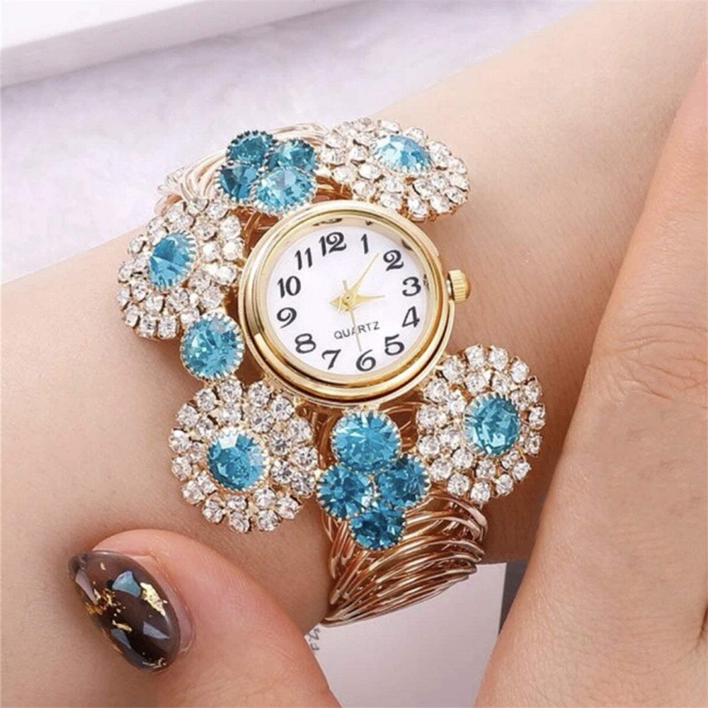 Elegant Blue Rhinestone Women's Quartz Watch - Affordable Fashion Luxury Design