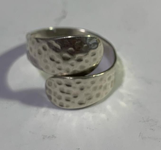 Sterling Silver Hammered Spiral Wrap Ring Size 10.5