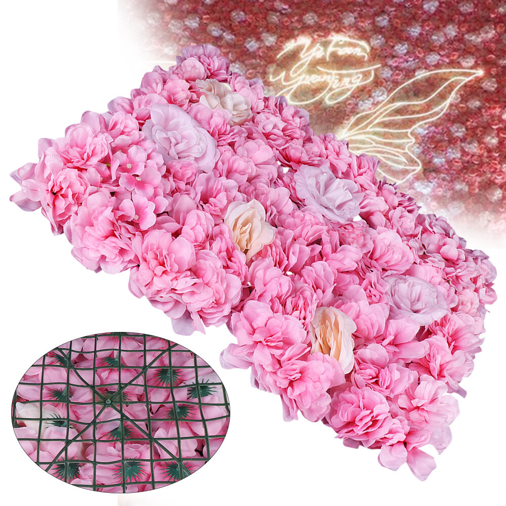 Rose & Hydrangea Artificial Flower Wall Panel Wedding Party Backdrop Decor 12Pcs