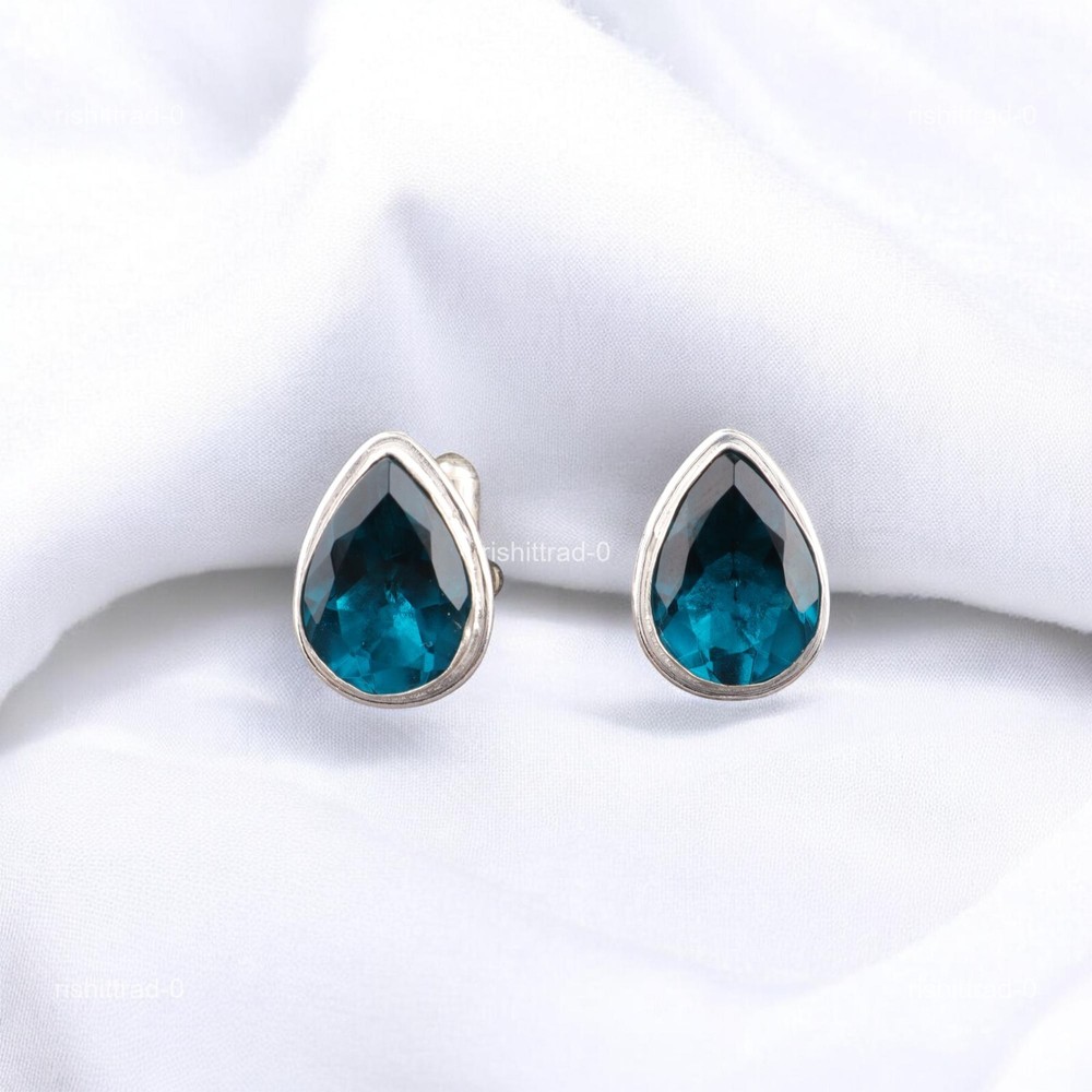 Apatite Stone Sterling Silver Blue Cyber Monday Anniversary Fathers Cufflinks