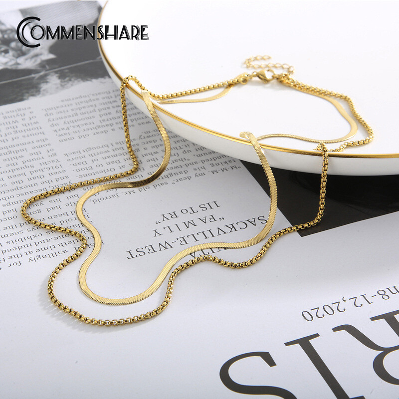 French necklace titanium steel double layer wearing collarbone chain female