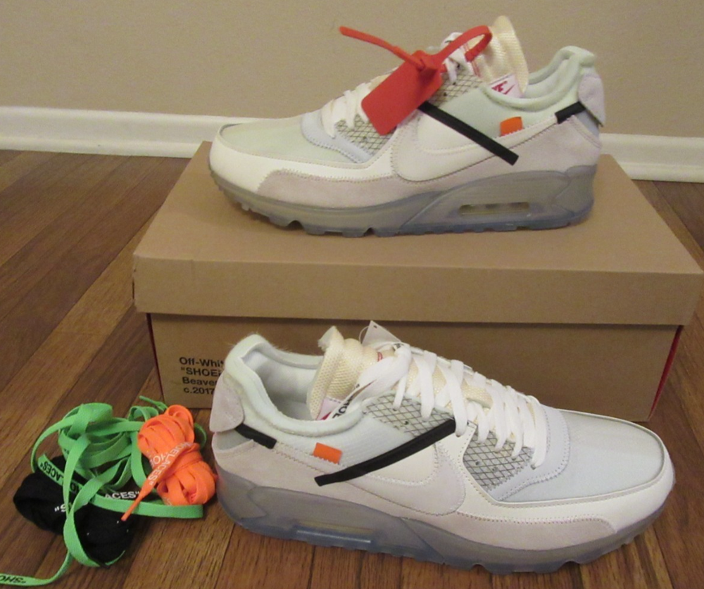 Nike The Ten Air Max 90 Off-White Size 11.5 Sail White AA7293 100 Brand New 2017
