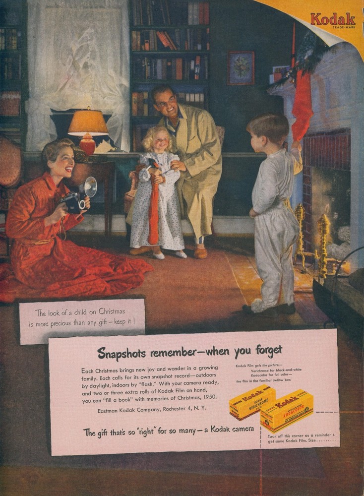 1950 Kodak Film Camera Christmas Footed PJs Stockings Robes Vtg Print Ad L12