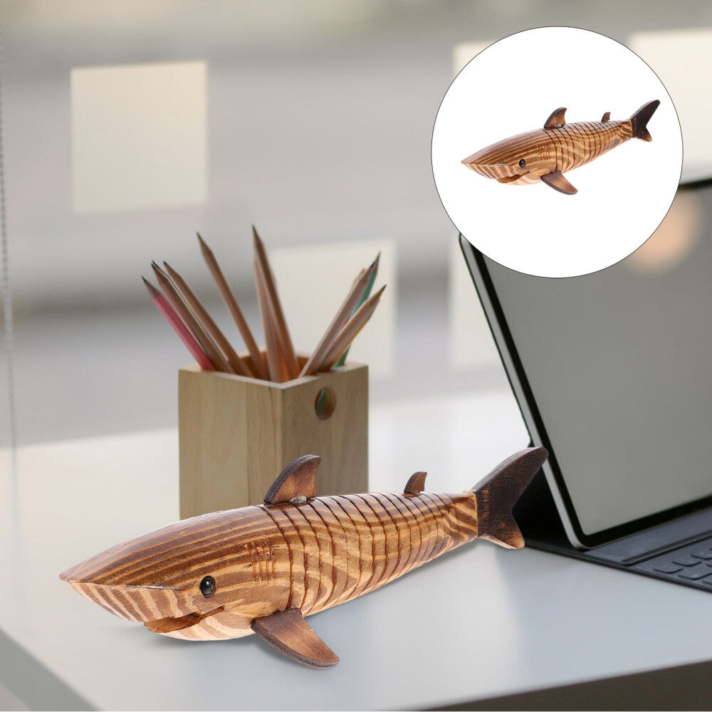 Wood Shark Statue Collection Wood Shark Statue Sculpture Wooden Animal Figure