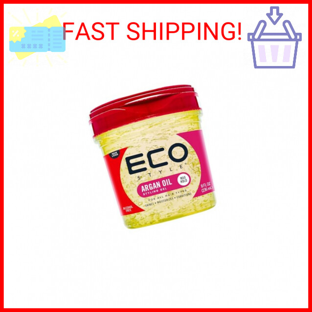 Eco Style Moroccan Argan Oil Styling Gel - Promotes Healthy Hair - Nourishes And