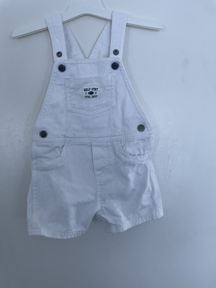 Carter's Baby Boys Solid White Half-Pint Snap Button 100% Cotton Shortalls 18 M