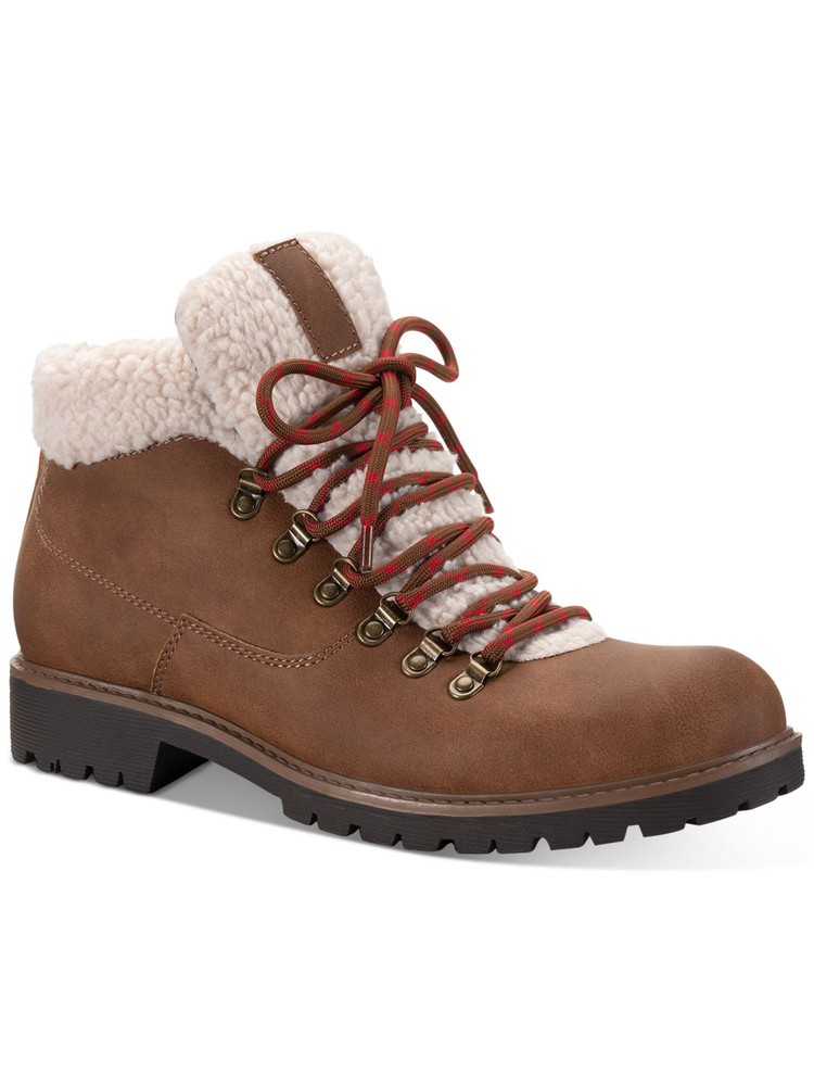 CLUBROOM Mens Brown Sherpa Lined Platform Hiking Boots Size 9.5 M