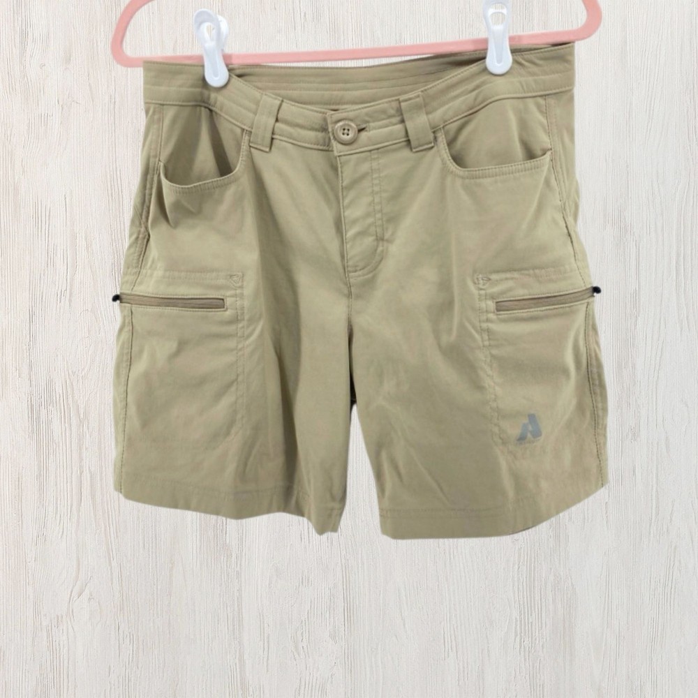 Eddie Bauer First Ascent Khaki Hiking Shorts Womens 8 Tan Nylon Stretch Cargo