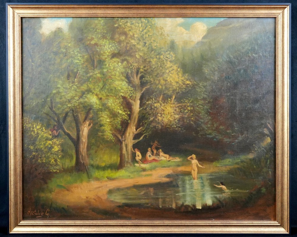 Vintage Original Landscape Oil on Canvas 
