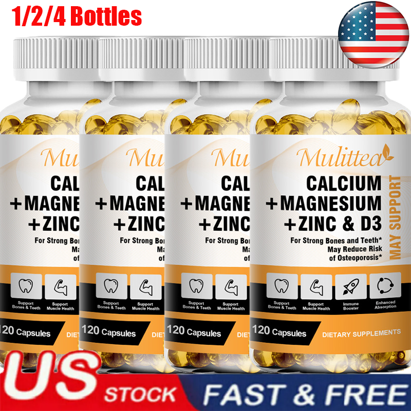 Zinc Calcium Magnesium Vitamin D3 Complex for Bone Muscle & Immune Health  