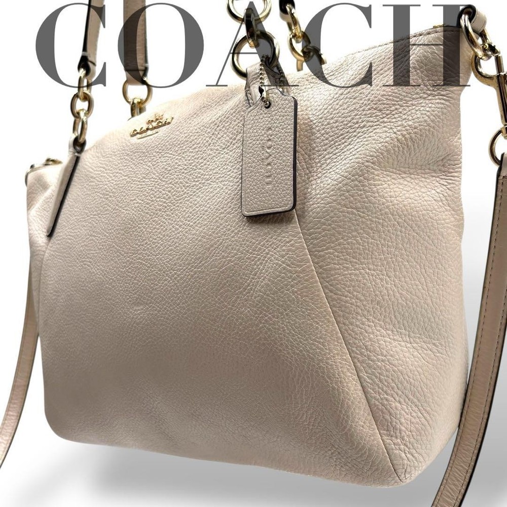Coach Leather 2-Way Shoulder Tote Bag with Hand Carry Strap