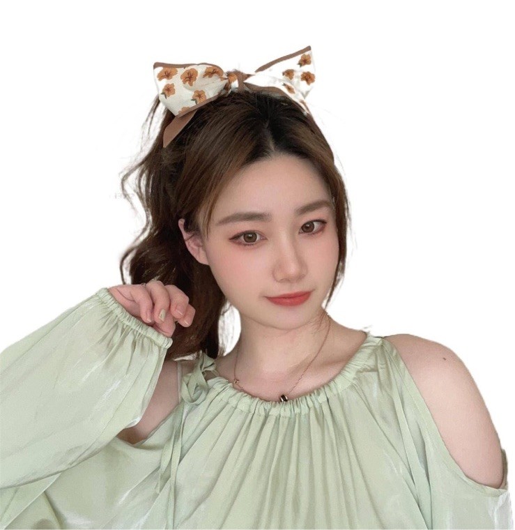 Silk Satin Floral Hair Ribbon Scarf Neck Tie Headband for Women Skinny Bag Band-image