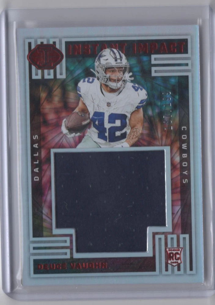 2023 Panini Illusions Deuce Vaughn Red /199 Instant Impact Rookie MEM RC