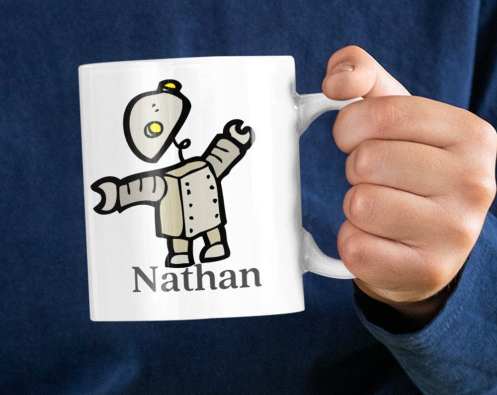Kids Personalized Robot Cup Dishwasher Safe Lightweight Unbreakable Mug For Kids