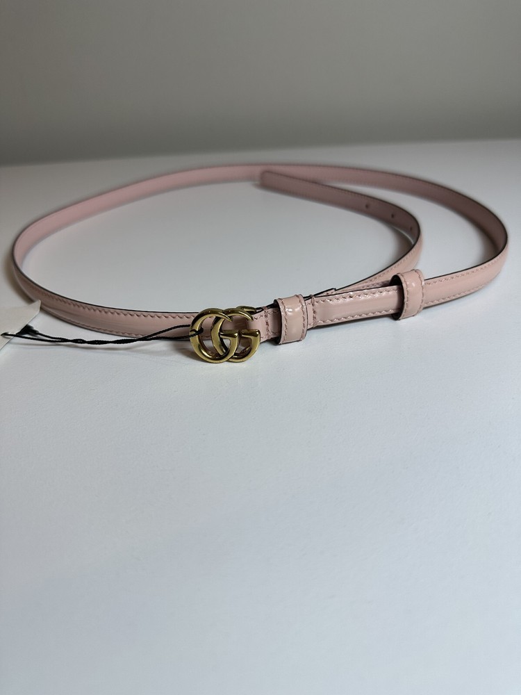 Gucci GG Marmont Pink Patent Leather Belt Size 95 Authentic NWT