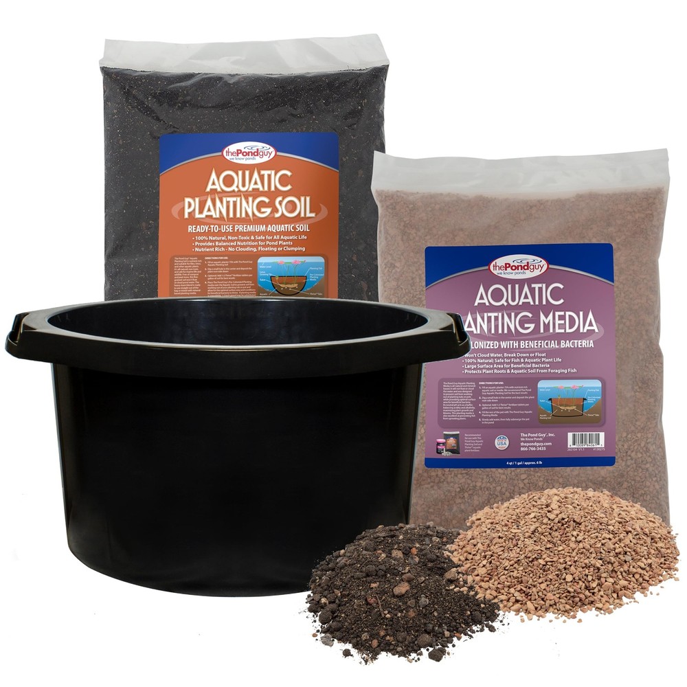 Planting Tub Kit for Aquatic Plants with Soil & Media, Outdoor Water Garden P...