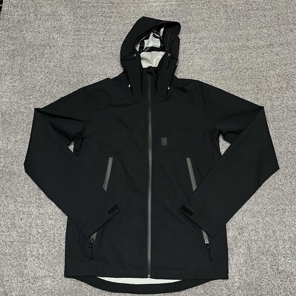 TOPO Designs Jacket Men’s Small Black Hooded Global Full Zip Rain Outdoor Hiking