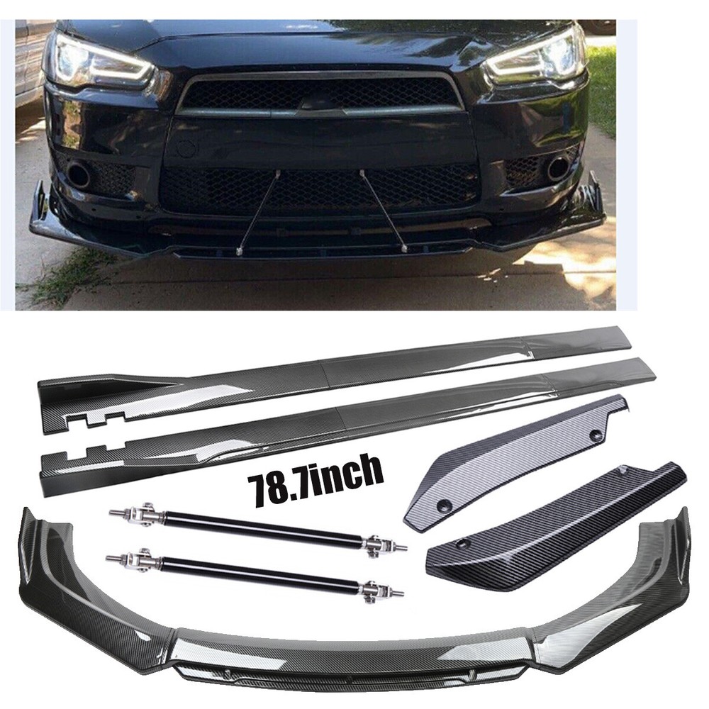 For Mitsubishi Lancer Carbon Fiber Side Skirt Rear Front Bumper Lip Splitter Rod
