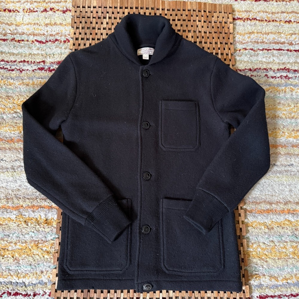 J. CREW Wallace & Barnes Merino Wool Button Down Chore Sweater Black Men's XS